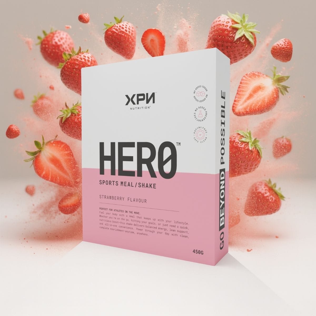 XPN Nutrition Hero cereal and meal replacement shakes, 4 boxes of 2.7kg combo, featuring branded meal replacement powder containers.